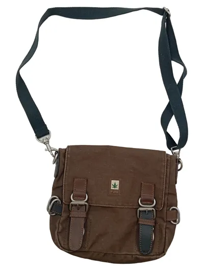 Hatico Pure Umhängetasche Messenger Bag Hanf Canvas Braun 25x22cm