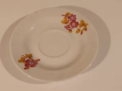 Ilmenau Porzellan Untertasse Blumenmuster DDR Vintage Weiß Rosa