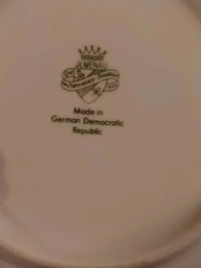 Ilmenau Porzellan Untertasse Blumenmuster DDR Vintage Weiß Rosa