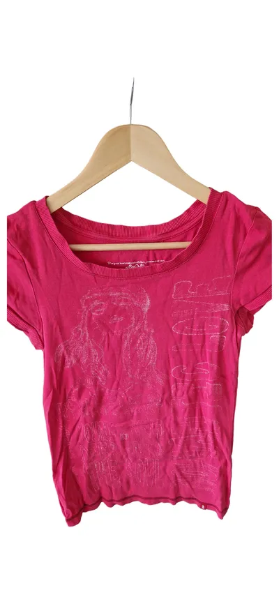 EDC Damen T-Shirt Rosa Gr. M Kurzarm Baumwolle Grafik Print Casual