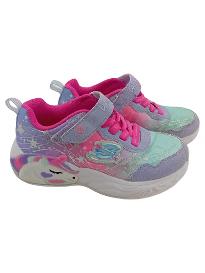 Skechers Mädchen Sneaker low Gr. 28 Mehrfarbig Glitzer Einhorn Leuchtsohle