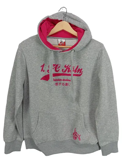 1. FC Köln Damen Kapuzenpullover Hoodie Grau Gr. 40 L Logo-Print Sportlich