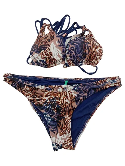 Palmers Bikini Damen Gr. 36-38 Animal-Print Leopard Braun Blau