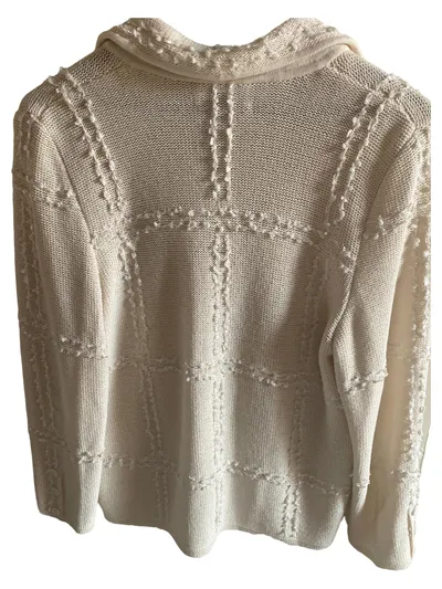Attitude Damen Strickjacke L Beige Baumwolle Strukturmuster Klassisch Langarm