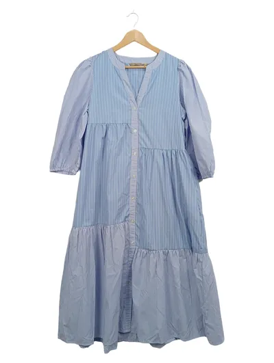 Culture Blusenkleid Damen Gr. L/42 Blau Weiß Gestreift Hemdblusenkleid