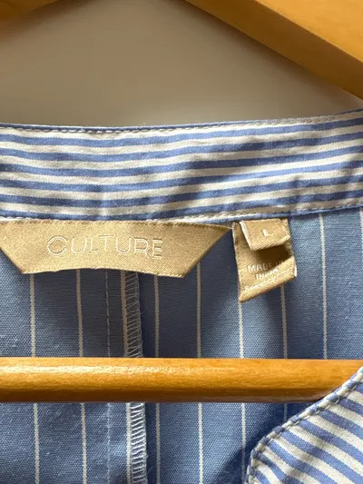 Culture Blusenkleid Damen Gr. L/42 Blau Weiß Gestreift Hemdblusenkleid