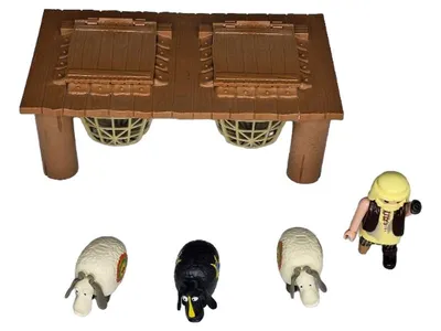 Playmobil Schäfer mit 3 Schafen Stall Bauernhof Figuren Set Komplett