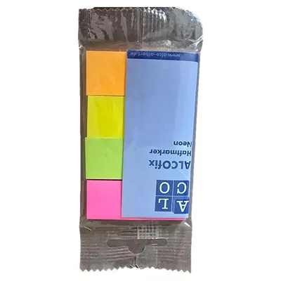 Alco Haftmarker Neon Notizzettel Mehrfarbig Büro Schule Haftnotizen
