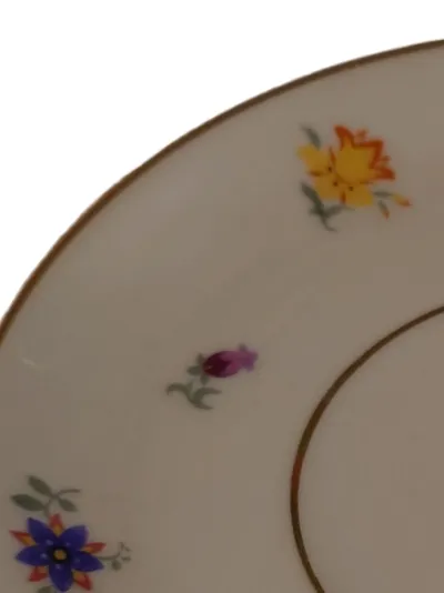 Kaestner Vintage Porzellan Unterteller Blumenmuster Weiß 14,5 cm