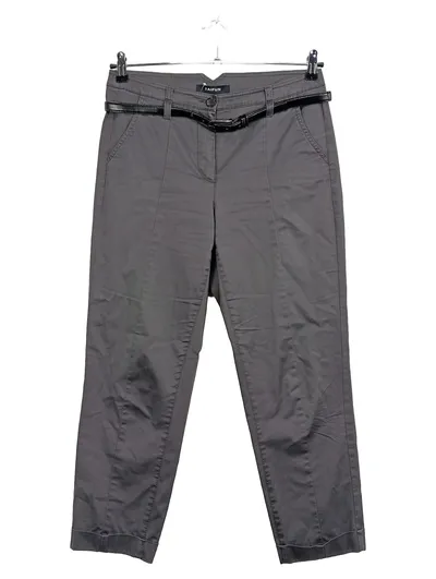 TAIFUN Damen Stoffhose Gr. 38 Grau Chino mit Gürtel Klassisch
