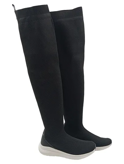 Bianco Damen Overknee Socken-Stiefel Schwarz Gr. 38 Sneaker-Sohle Sportlich
