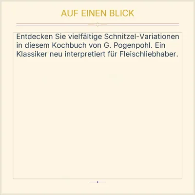 G. Poggenpohl Schnitzel Kochbuch Rezepte Deutsch Hardcover Fleisch