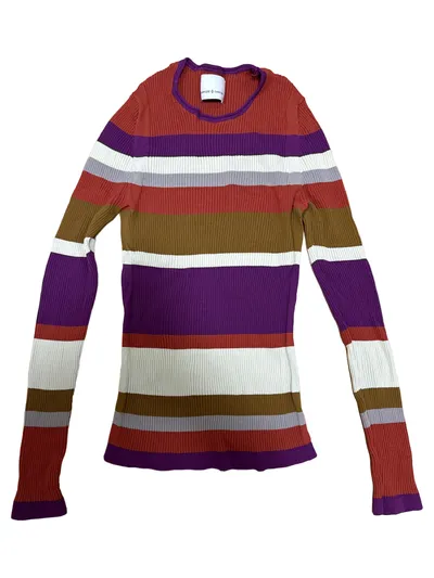Samsøe Samsøe Damen Langarmshirt Gr. 38/M Mehrfarbig Gestreift Casual Rippstrick