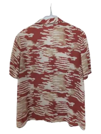 Frankenwälder Damen Bluse Gr. 44 Orange Camouflage Kurzarm Viskose