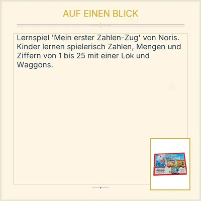 Noris Mein erster Zahlen-Zug Puzzle Lernspiel Kinder ab 4 Jahre Zahlen lernen