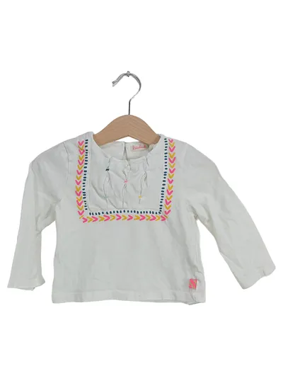 Billieblush Mädchen Langarmshirt Gr. 86 Weiß Casual Stickerei Baumwolle