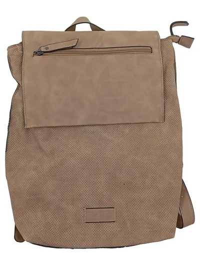 Marco Tozzi Damen Rucksack Beige Kunstleder Lochmuster Casual