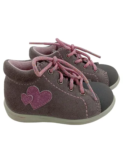 RICOSTA Pepino Lauflernschuhe Mädchen Gr. 19 Grau Rosa Herz Wildleder