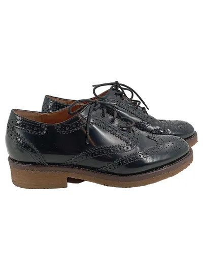 Minelli Damen Schnürschuhe Gr. 38 Schwarz Klassisch Brogues Leder
