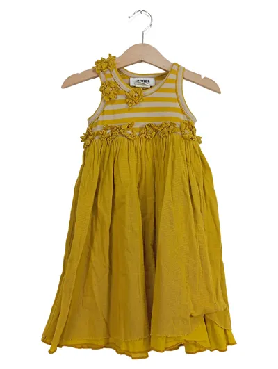 Sonia Rykiel Mädchen Sommerkleid Gr. 92 Gelb Gestreift Baumwolle