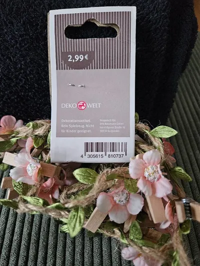 DEKO WELT Girlande Blumen Rosa 150 cm Stoff Romantisch Alltag Deko