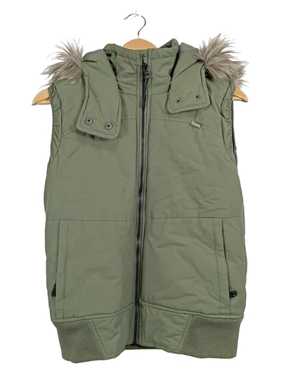 Bench Funktionsweste Damen Gr. S Oliv Kapuze Fellbesatz Outdoor