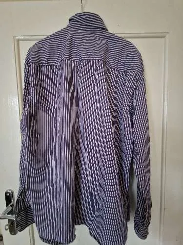 Tom Tailor Business Hemd Herren XXL Lila Gestreift Langarm Baumwolle