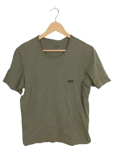 HUGO BOSS Herren T-Shirt Gr. L Oliv Basic Baumwolle Logo
