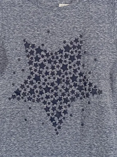 YIGGA Mädchen T-Shirt Gr. 146 Blau Meliert Sterne Glitzer Freizeit Baumwolle