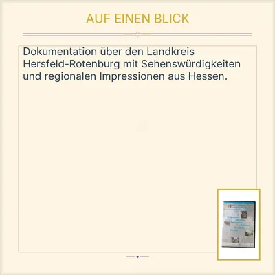 Der Landkreis Hersfeld-Rotenburg DVD Dokumentation Reisefilm