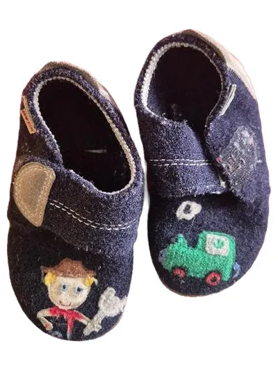 Giesswein Krabbelschuhe Kinder Gr. 25 Blau Farbenfroh Hausschuhe
