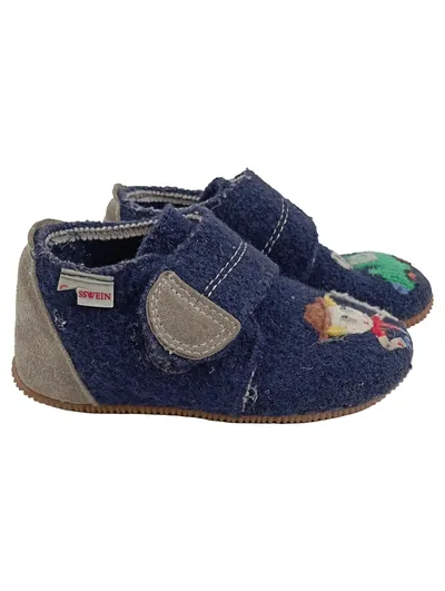 Giesswein Krabbelschuhe Kinder Gr. 25 Blau Farbenfroh Hausschuhe