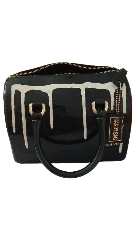 Furla Candy Bag Henkeltasche Damen Schwarz Gummi Grafisch Klein 1