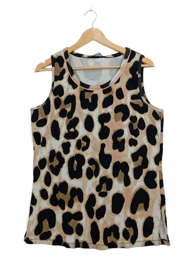 Betty Barclay Damen Top Animal Print Ärmellos L Beige Viskose Gr. 40