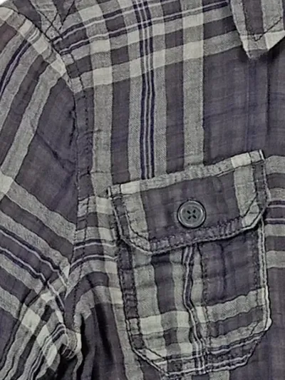 EDC by Esprit Herren Freizeithemd Kariert Langarm Grau Gr. M Baumwolle