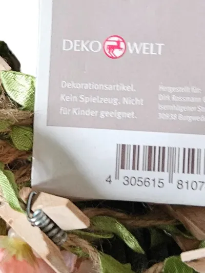 DEKOWELT Girlande mit Blumen und Holzklammern 150cm Romantisch Deko