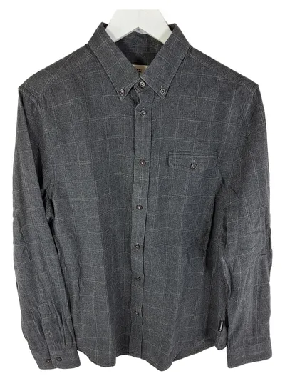 Ben Sherman Hemd Herren M Grau Kariert Langarm Button-Down Baumwolle