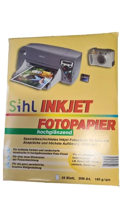 Sihl Inkjet Fotopapier Hochglänzend DIN A4 25 Blatt 165g/qm 2880dpi
