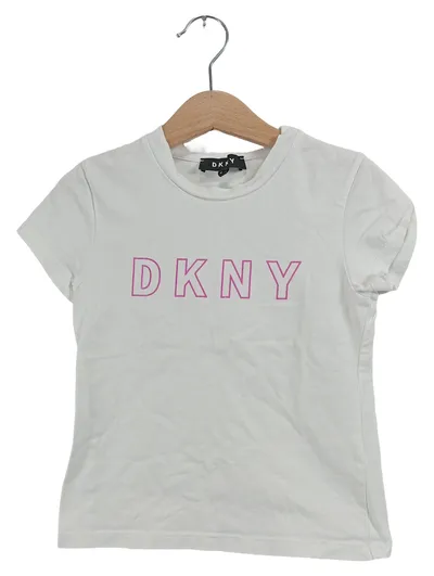 DKNY Kinder T-Shirt Weiß Gr. 122, 6 Kurzarm Logo-Print