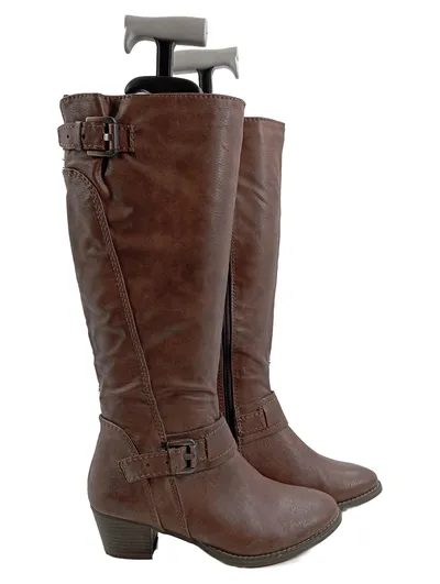 Bellissima Damen Stiefel Braun Gr. 37 Leder Blockabsatz Gefüttert