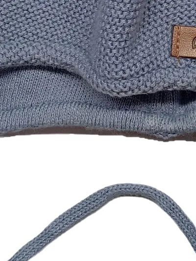 ALANA Kinder Strickmütze mit Bommel Blau Uni Baumwolle Gr. 46/47