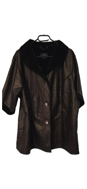 Alfredo Pauly Felljacke Damen Gr. 50 Braun Elegant Kurzarm Tierdruck