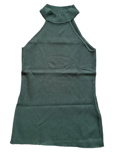 GUESS Damen Top XS Grün Rippstrick Casual