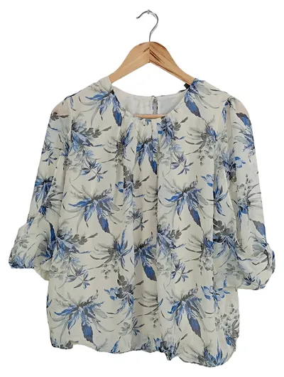 Adagio Bluse Damen Gr. 38 Weiß Floral Feminin Modern 3/4 Arm