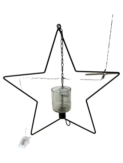 Kaheku Stern Windlicht Teelichthalter Hängend Schwarz Metall Glas Modern