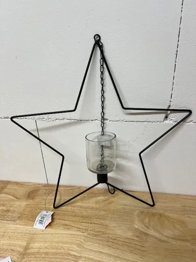 Kaheku Stern Windlicht Teelichthalter Hängend Schwarz Metall Glas Modern