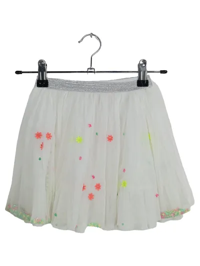 Miss Bondi Mädchen Tüllrock Gr. 104 Weiß Blumen Pailletten Festlich