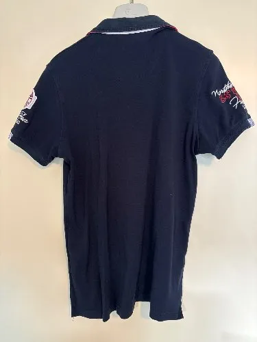 Yachting Time Poloshirt Herren Kurzarm Blau Schriftzug Stickerei Gr. S