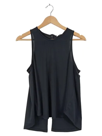 Dressy Damen Top Schwarz Gr. M Elegant Ärmellos Knopfleiste Bluse