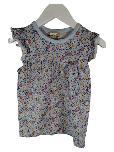 ALANA Kinder T-Shirt Mädchen Blumenmuster Rüschen Gr. 92 Blau